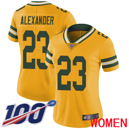 Green Bay Packers Limited Gold Women #23 Alexander Jaire Jersey Nike NFL 100th Season Rush Vapor Untouchable